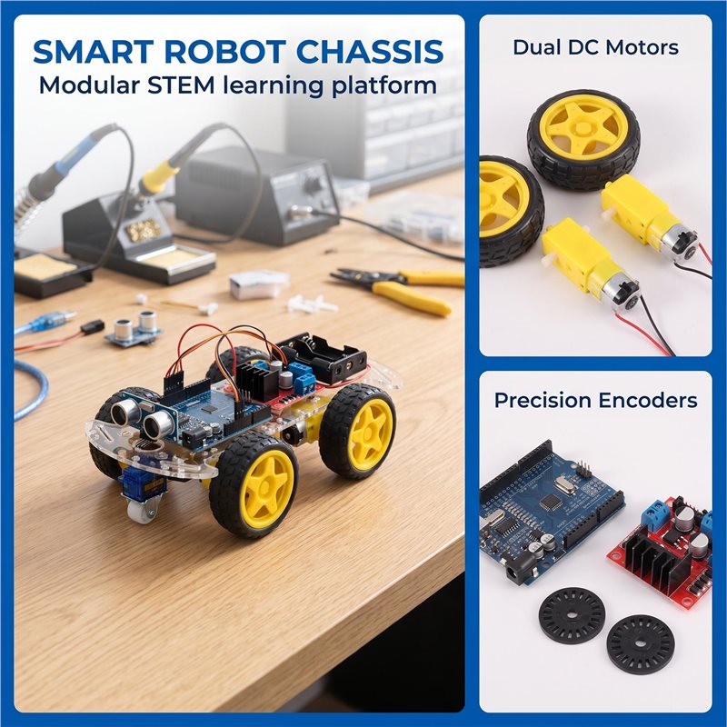 مجموعة هيكل سيارة روبوت ذكية A - مراجعة Arduino Robot وسعره