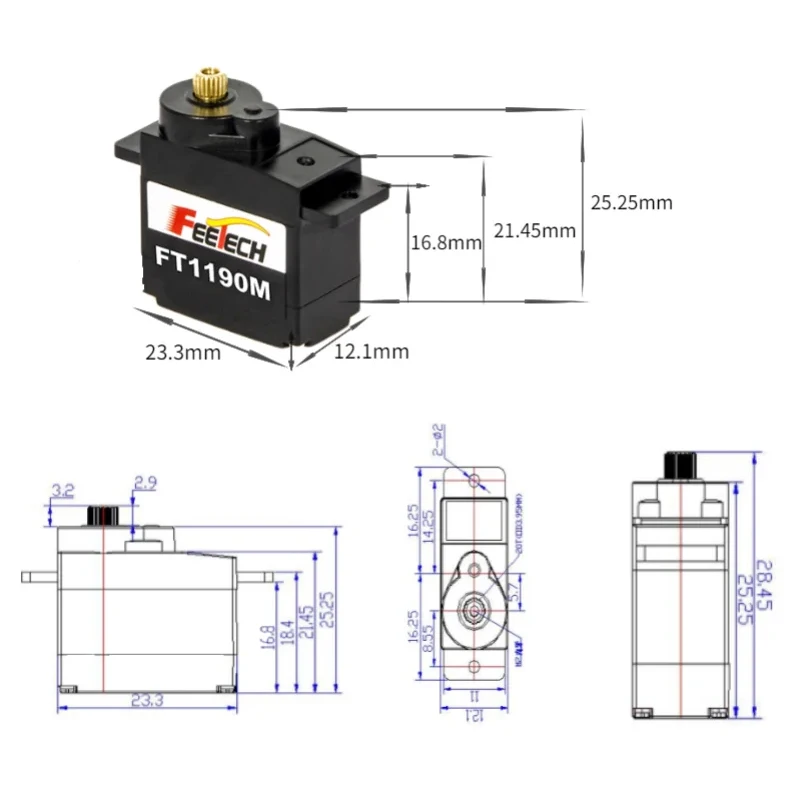 FEETECH FT1190M 4.8-6 فولت 3.5 - مراجعة Micro Servo وسعره