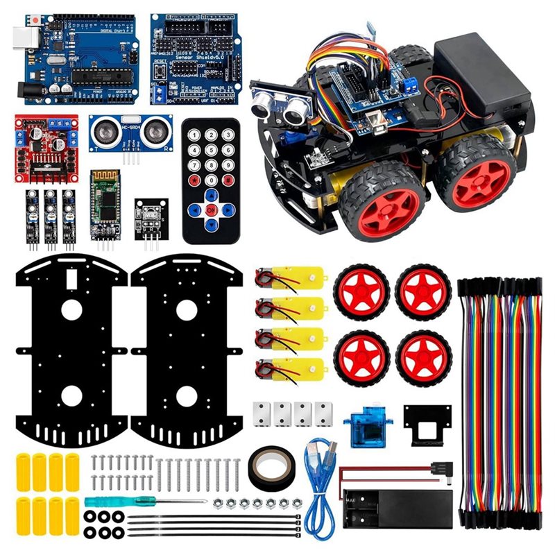 طقم سيارة روبوتية ذكية WOWFU-4 - مراجعة Arduino Robot وسعره
